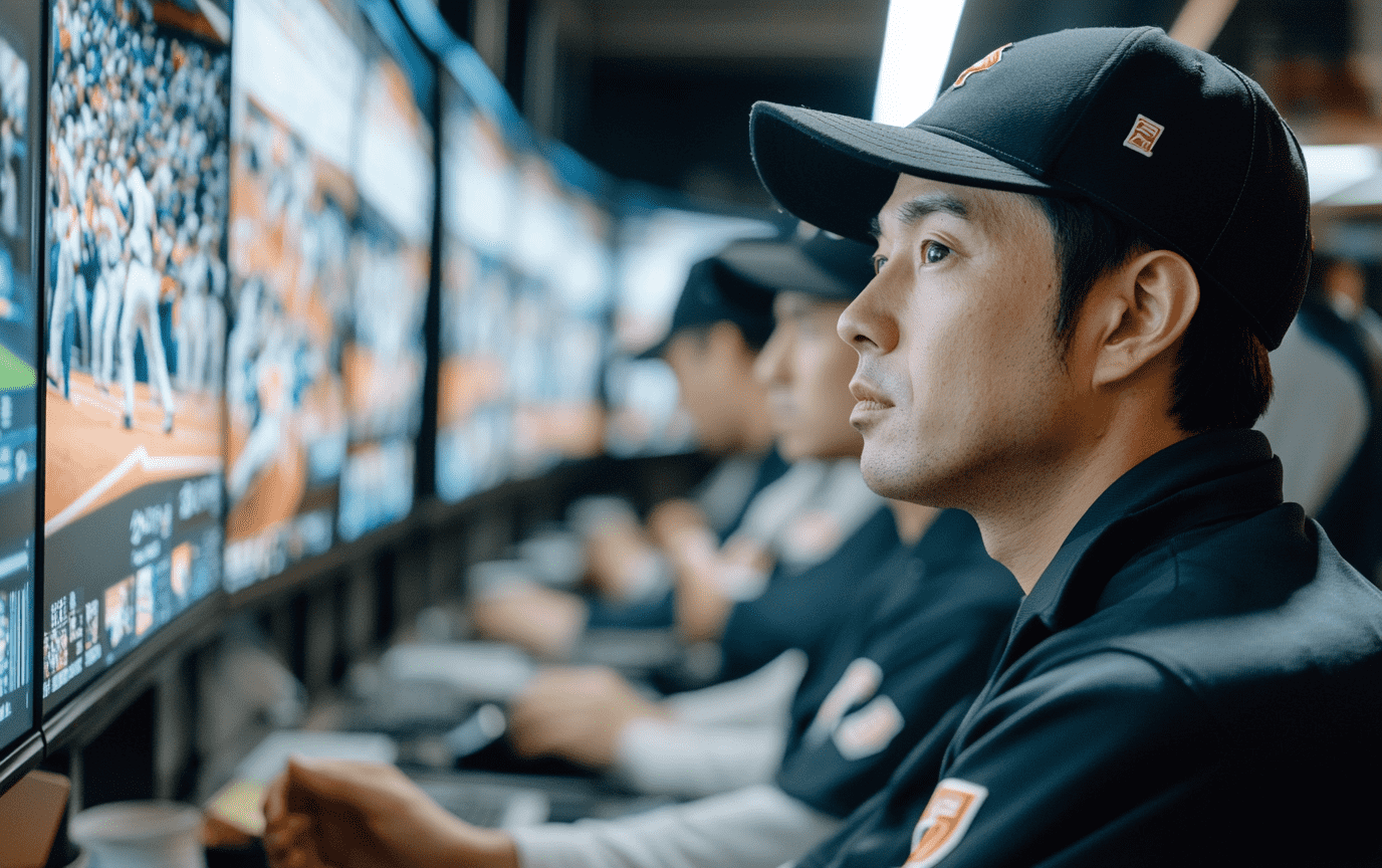 試合後に審判員同士で振り返りミーティングを行う様子